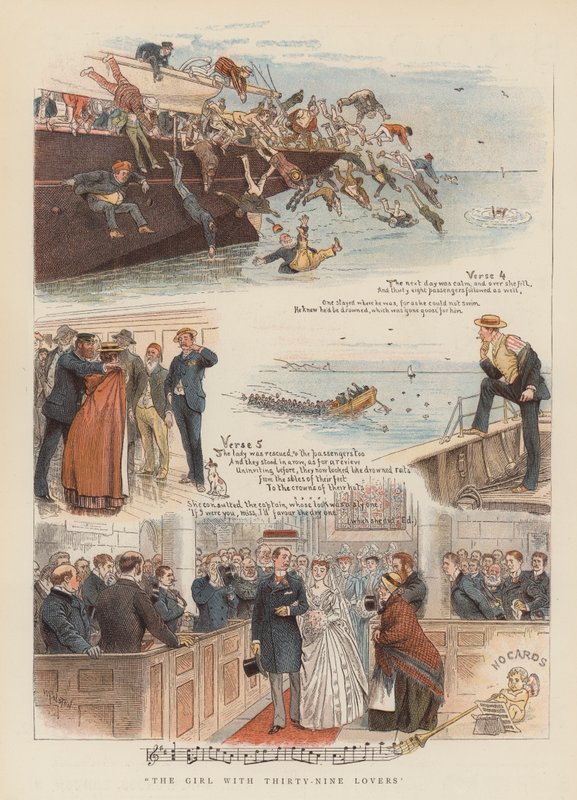 Pigen med de niogtredive elskere (chromolitho) af William Ralston