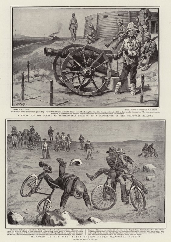 En snare for boerne, et uundværligt element i et blokhus på Transvaal-jernbanen, krigens humør, boerne prøver nyligt erobrede heste af William T. Maud