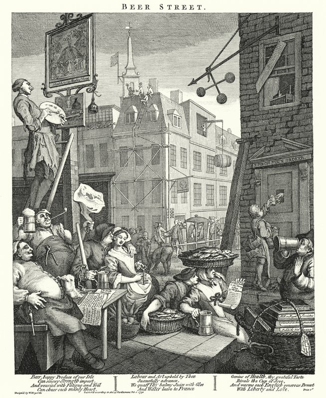 Beer Street (gravering) af William (after) Hogarth