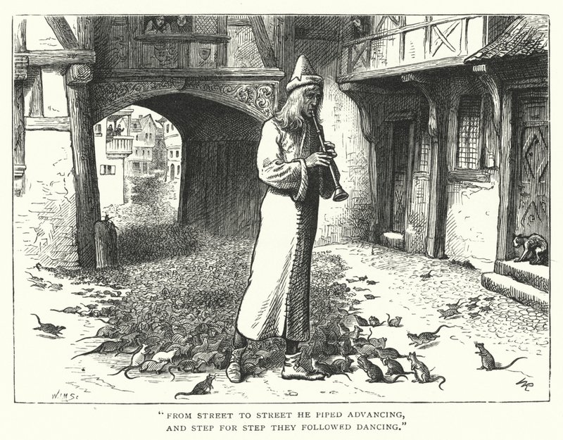 The Pied Piper of Hamelin (gravering) af William (after) Ralston
