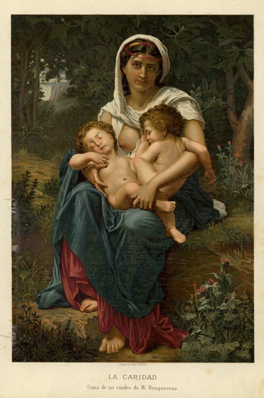 Velgørenhed (chromolitho) af William Adolphe Bouguereau