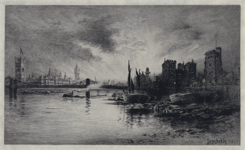 Lambeth Palace (ætsning) af William Alexander Ansted