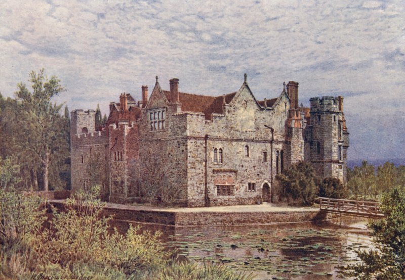 Hever Castle (farvelitografi) af William Biscombe Gardner