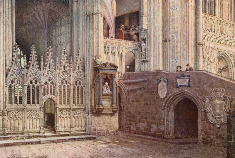 Martyriet, Canterbury-katedralen (farvelitografi) af William Biscombe Gardner