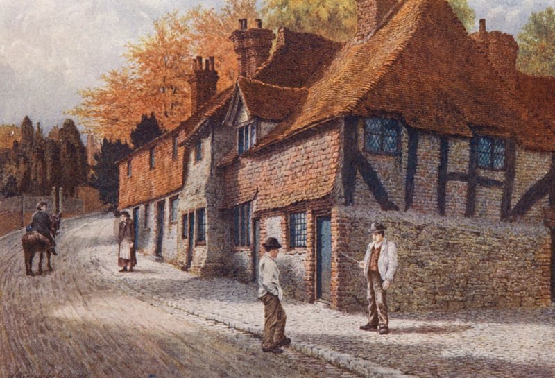 The Old Almshouses, Westerham (farvelitografi) af William Biscombe Gardner