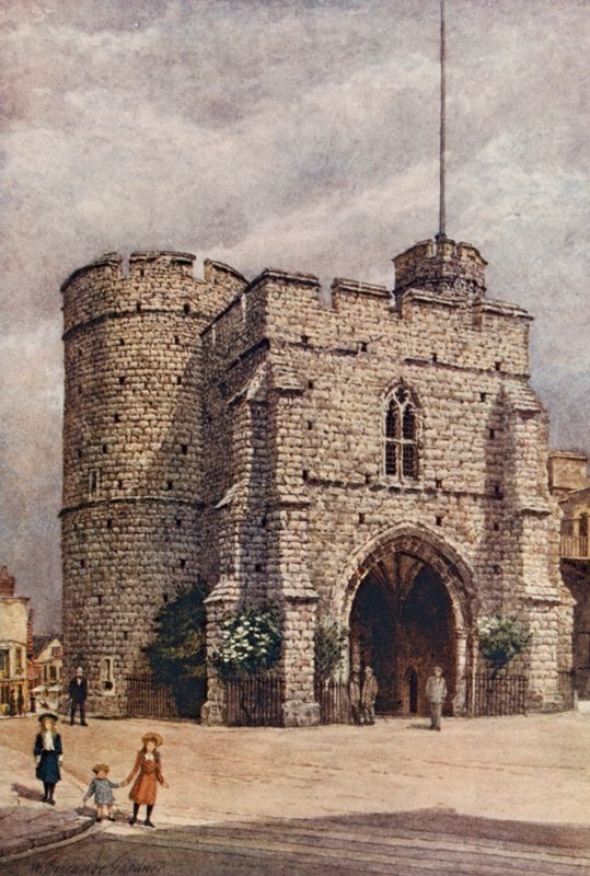 Westgate, Canterbury (farvelitografi) af William Biscombe Gardner