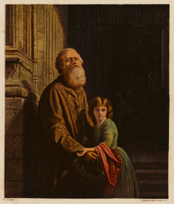Den blinde tigger (farvelitografi) af William Dickes