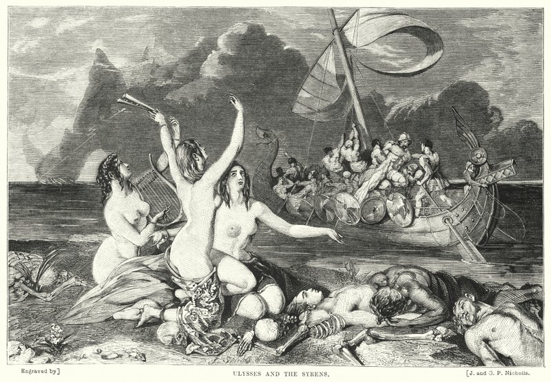Ulysses og syrenerne (gravering) af William Ellis