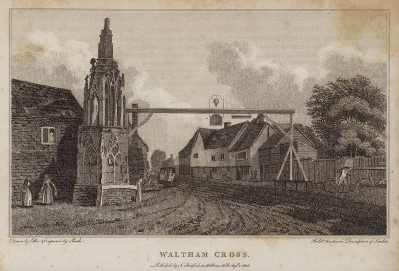 Waltham Cross, London (gravering) af William Ellis
