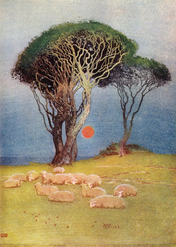 Skærsommernat (farve litho) af William Giles