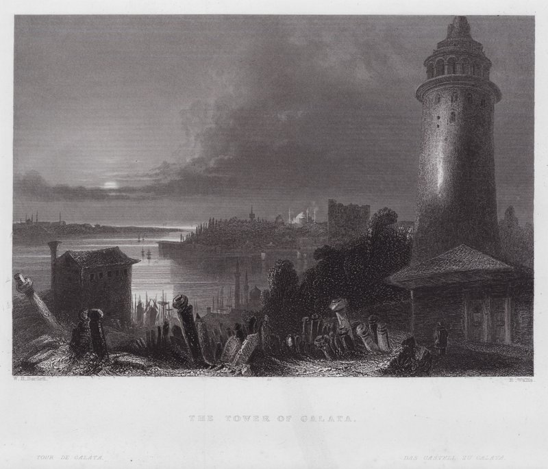Tårnet i Galata (gravering) af William H. Bartlett
