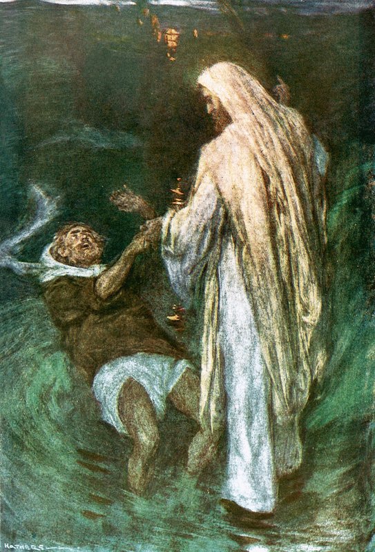 Kristus går på havet af William Hatherell