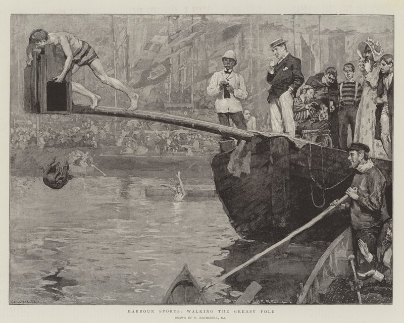 Havneidræt, vandring på den fedtede stang af William Hatherell