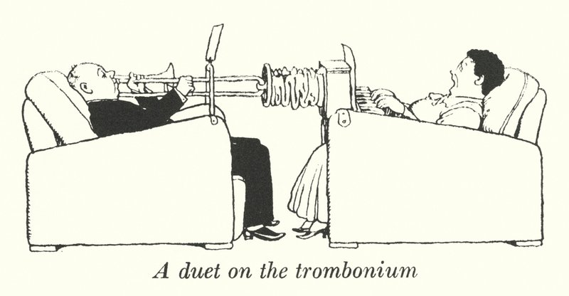 En duet på tromboniet (litho) af William Heath Robinson