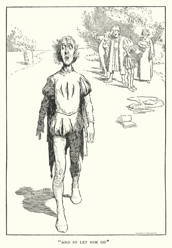 "Og så lad ham gå" (litho) af William Heath Robinson