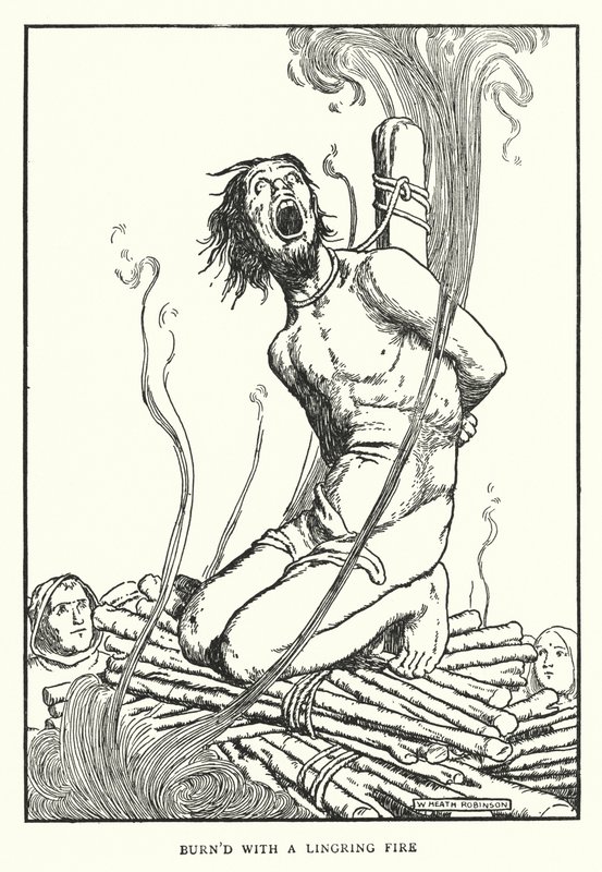 Brændt med en langvarig ild (litho) af William Heath Robinson