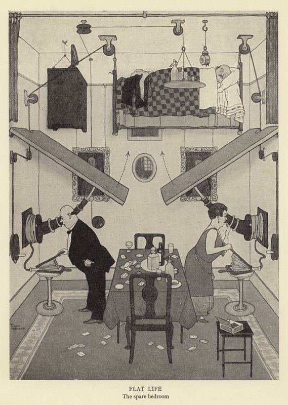 Fladt liv, det ekstra soveværelse litho af William Heath Robinson