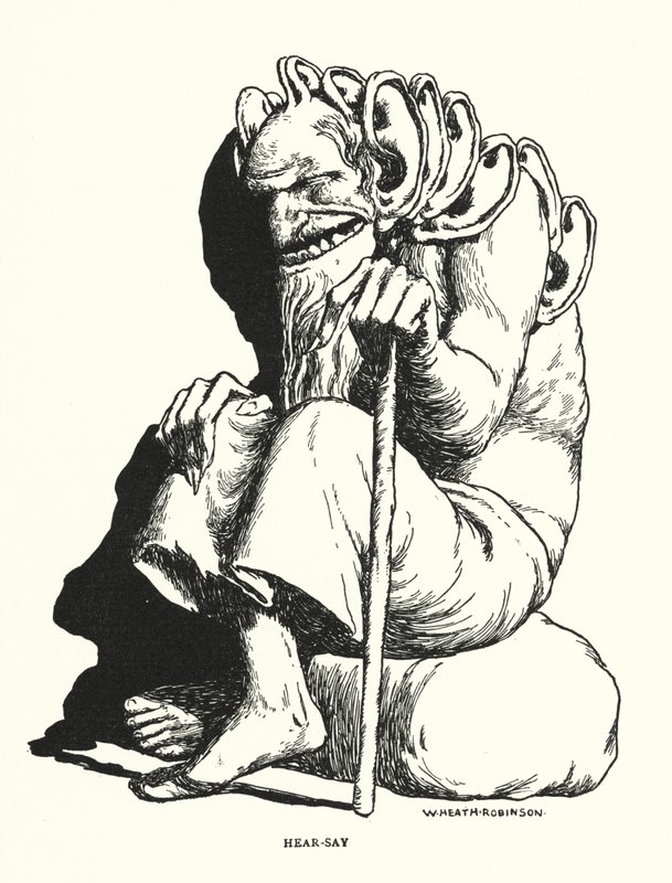Hør-sige (litho) af William Heath Robinson