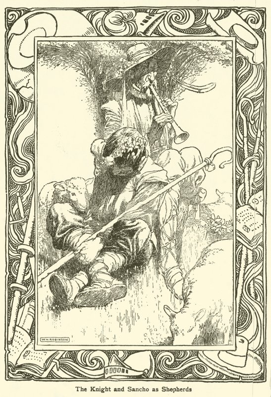 Illustration til Don Quixote (litho) af William Heath Robinson