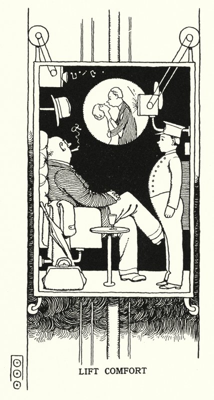 Livskomfort (litho) af William Heath Robinson