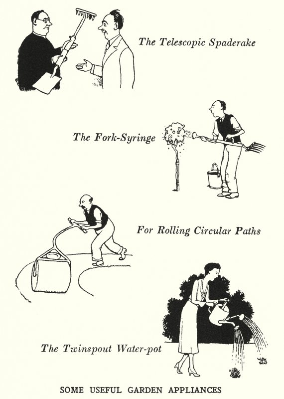 Nogle nyttige haveapparater (litho) af William Heath Robinson