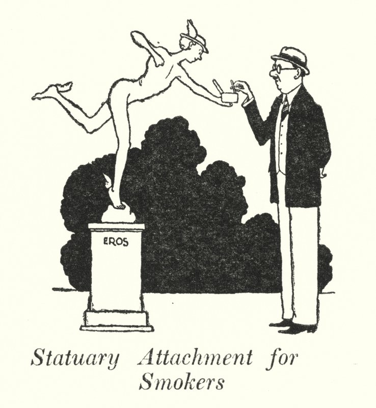 Statuære tilbehør til rygere (litho) af William Heath Robinson