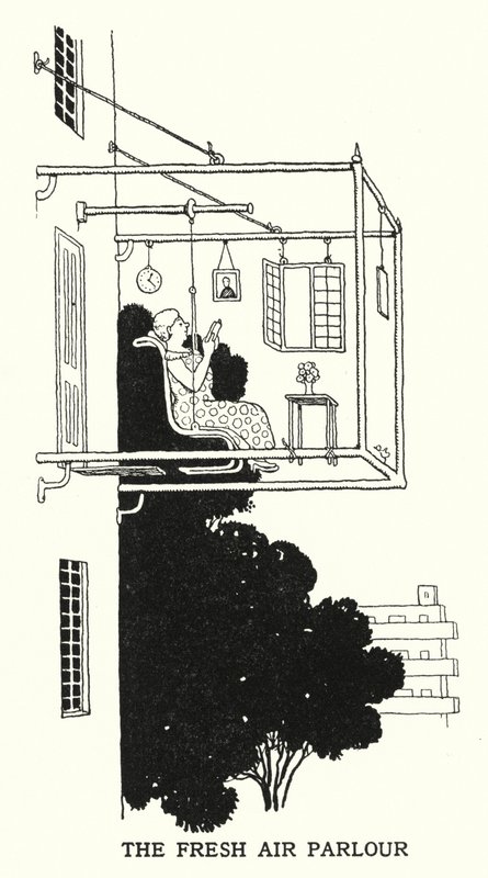 The Fresh Air Parlor (litho) af William Heath Robinson