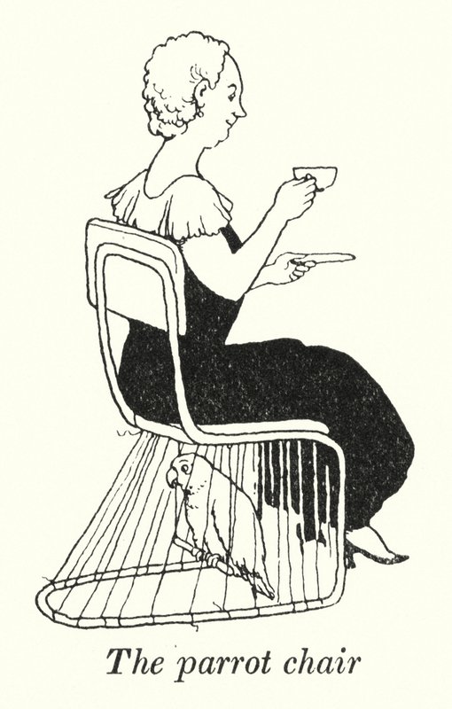 Papegøjestolen (litho) af William Heath Robinson