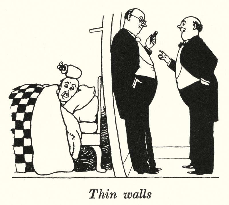 Tynde vægge (litho) af William Heath Robinson