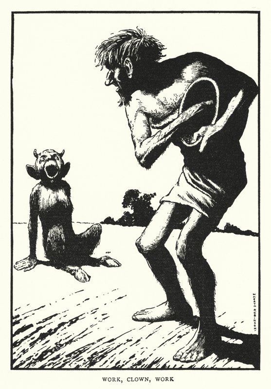 Arbejde, klovn, arbejde (litho) af William Heath Robinson