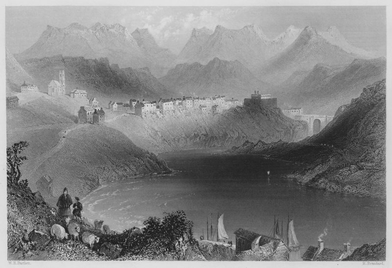 Clifden, Connemara (gravering) af William Henry (after) Bartlett