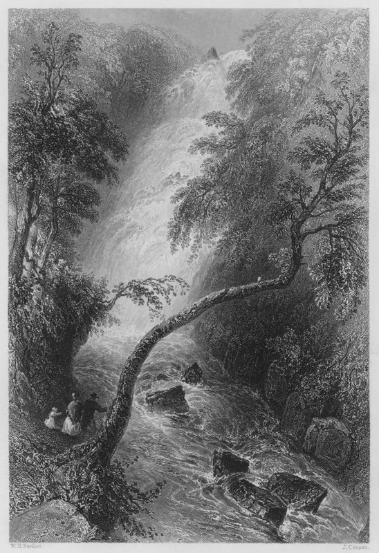 Torc Cascade (gravering) af William Henry (after) Bartlett