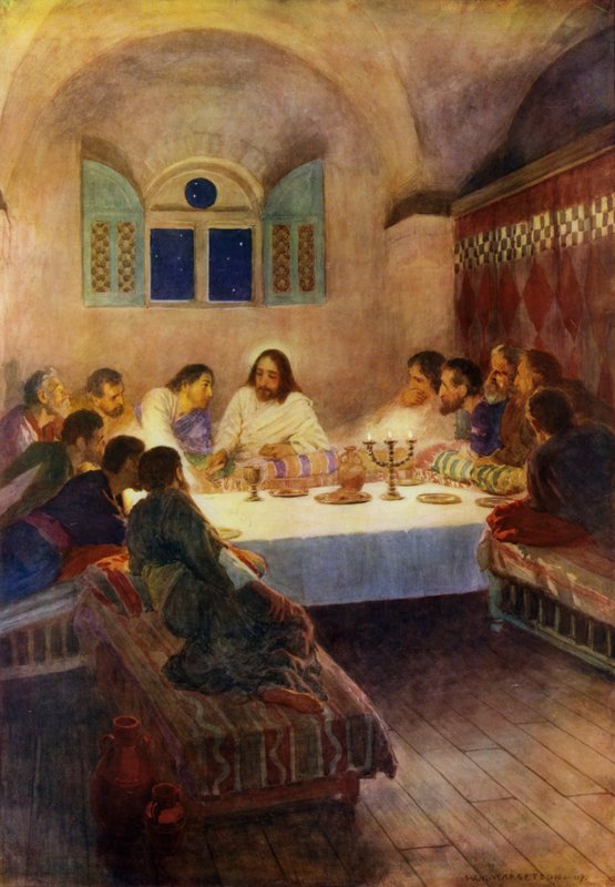 Den sidste nadver (farve litho) af William Henry (after) Margetson