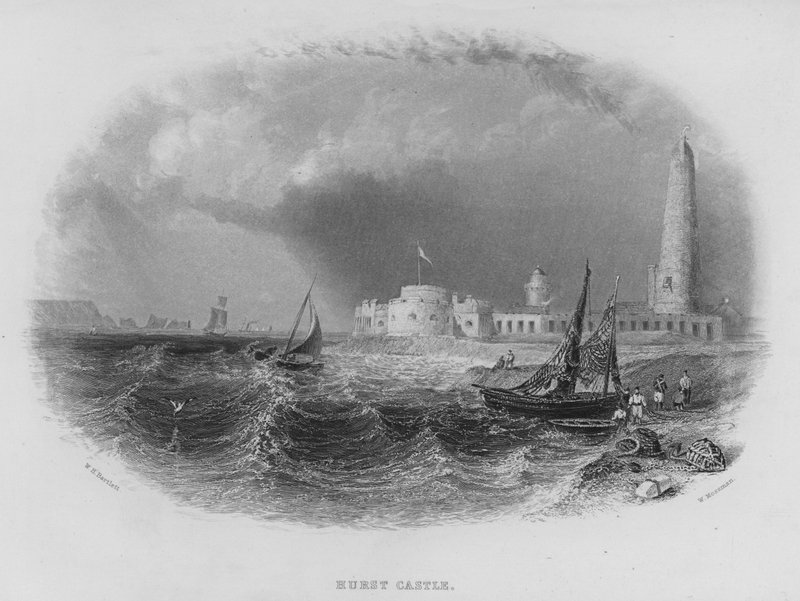 Hurst Castle (gravering) af William Henry Bartlett