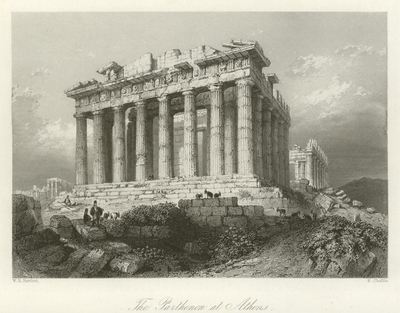 Parthenon i Athen af William Henry Bartlett