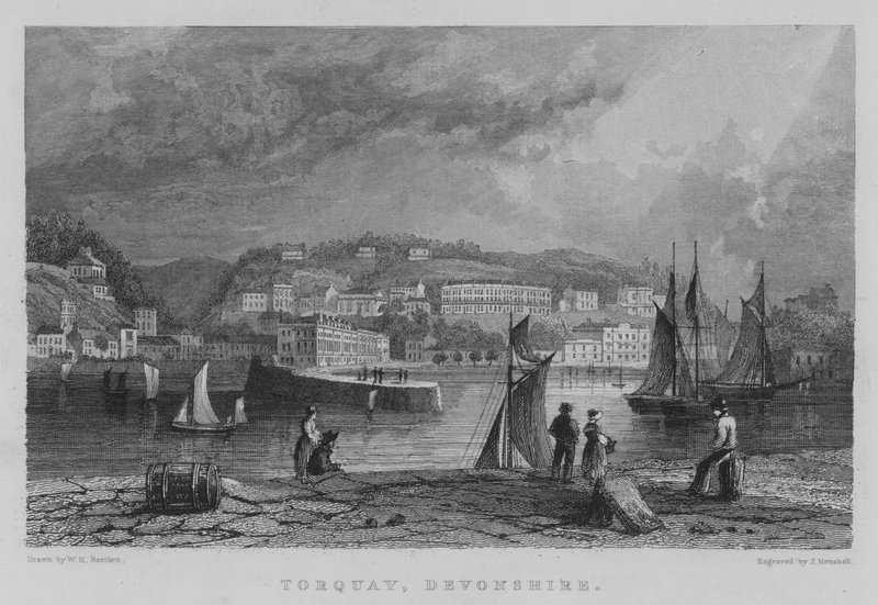 Torquay, Devonshire (gravering) af William Henry Bartlett