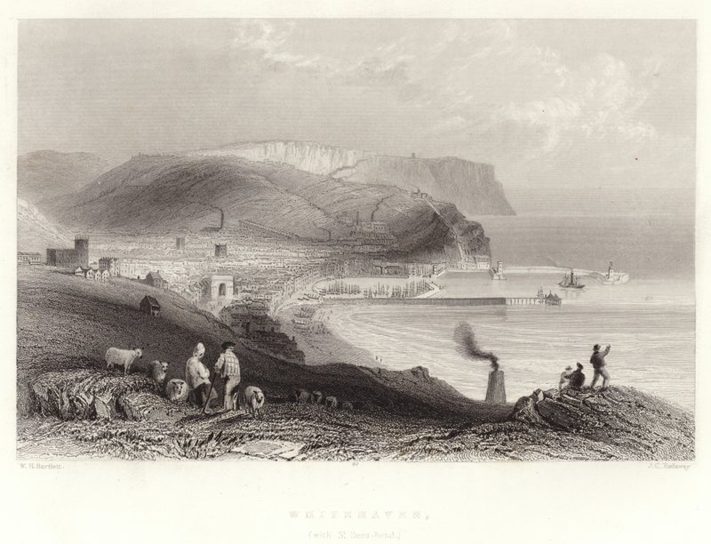 Whitehaven, (med St Bees-head) af William Henry Bartlett