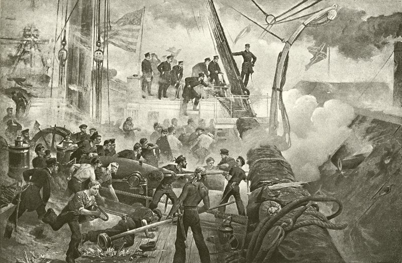 Farragut ved Mobile Bay (dybtryk) af William Heysham Overend