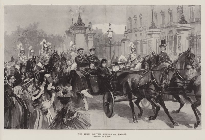 Dronningen forlader Buckingham Palace af William Heysham Overend