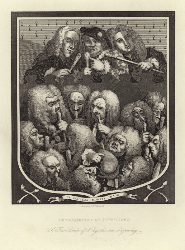 Konsultation af læger af William Hogarth