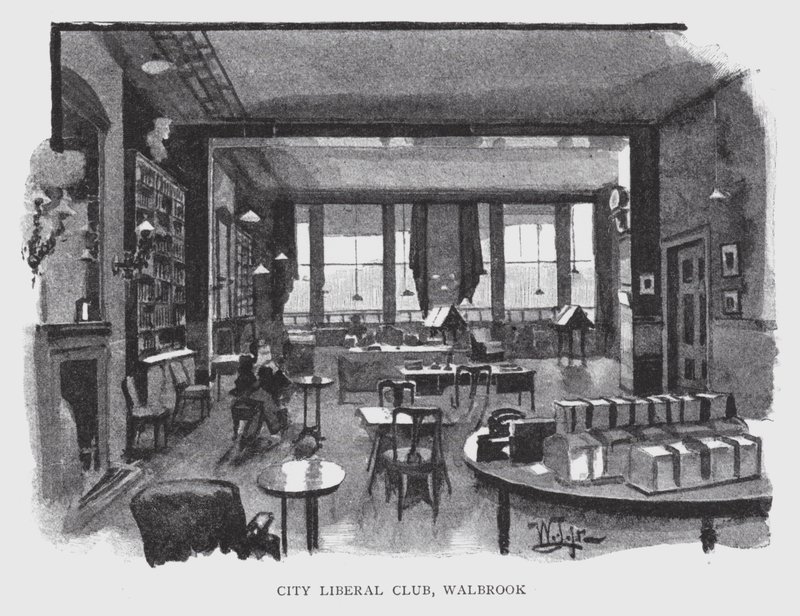 City Liberal Club, Walbrook (litho) af William Luker