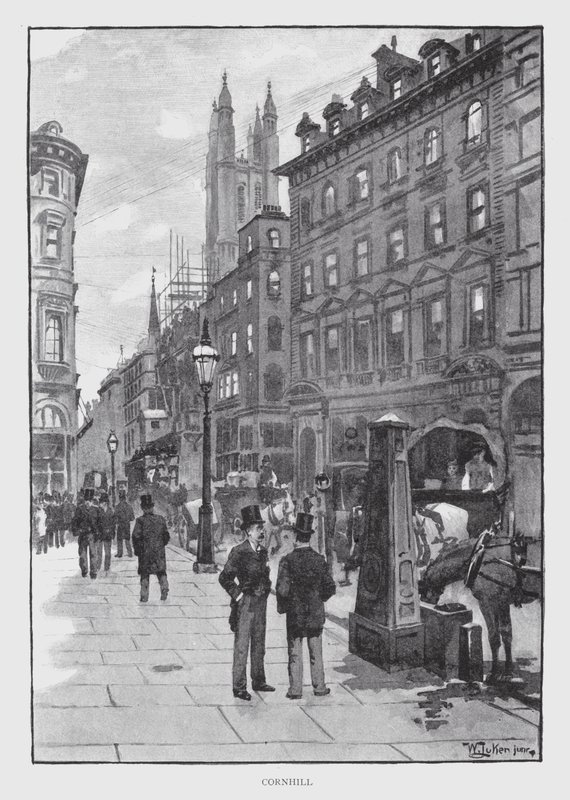 Cornhill (litho) af William Luker
