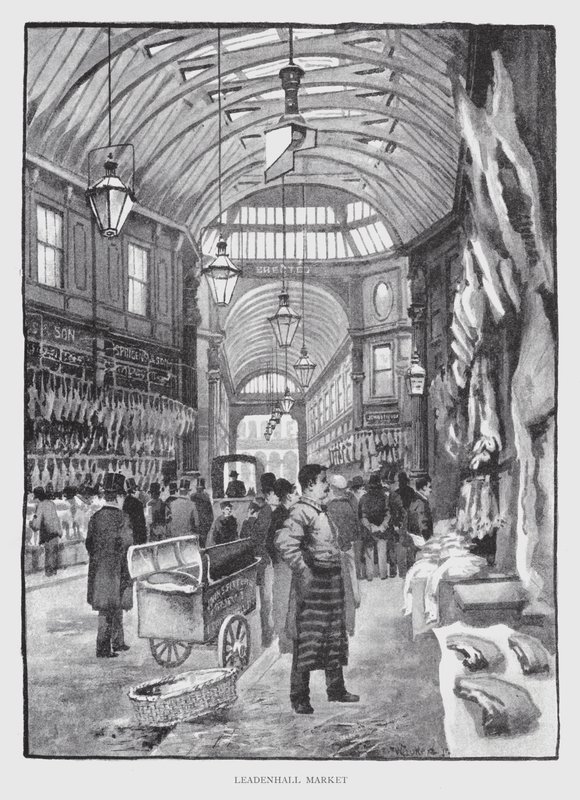 Leadenhall Market (litho) af William Luker