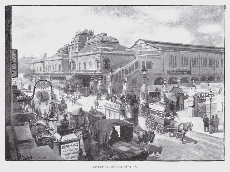 Liverpool Street Station (litho) af William Luker