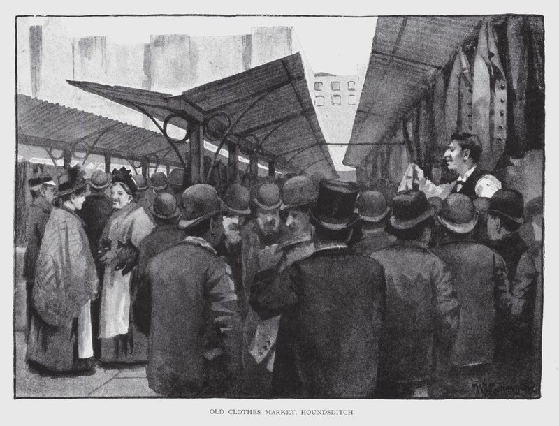 Old Clothes Market, Houndsditch (litho) af William Luker