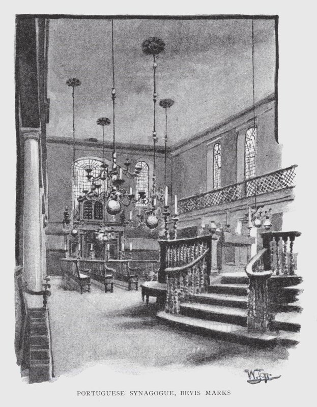 Portugisisk synagoge, Bevis Marks (litho) af William Luker