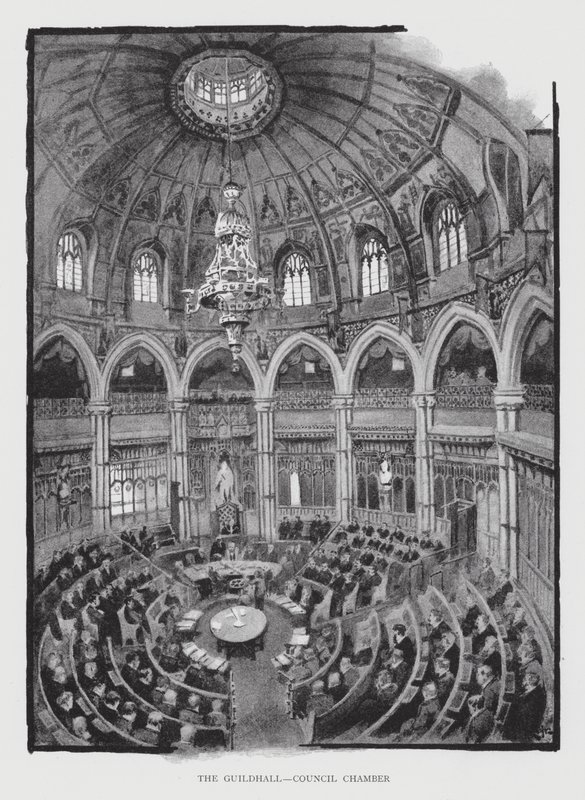 The Guildhall, Council Chamber (litho) af William Luker