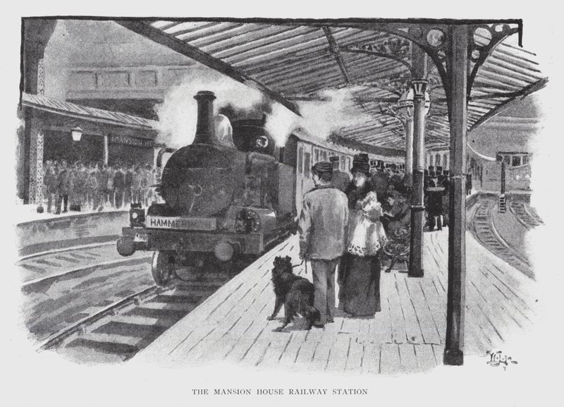 The Mansion House Railway Station (litho) af William Luker
