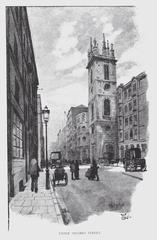 Upper Thames Street (litho) af William Luker
