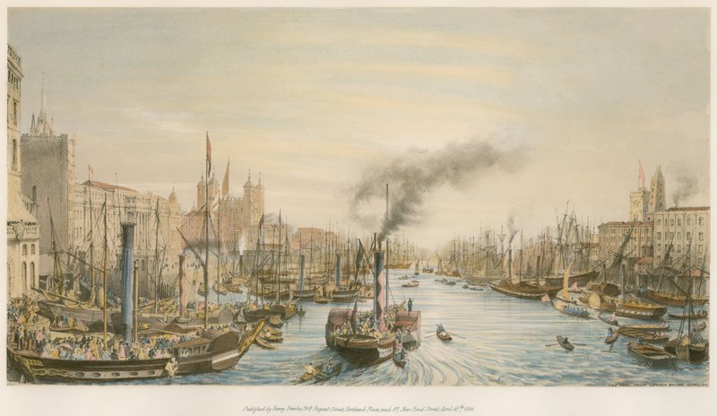 The Pool, fra London Bridge, morgen af William Parrott